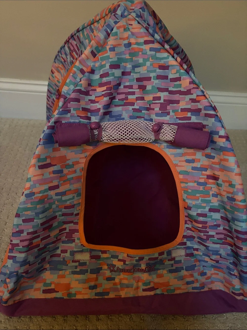American Girl S’More Camping Tent and Truly Me Colorblock Sleeping Bag